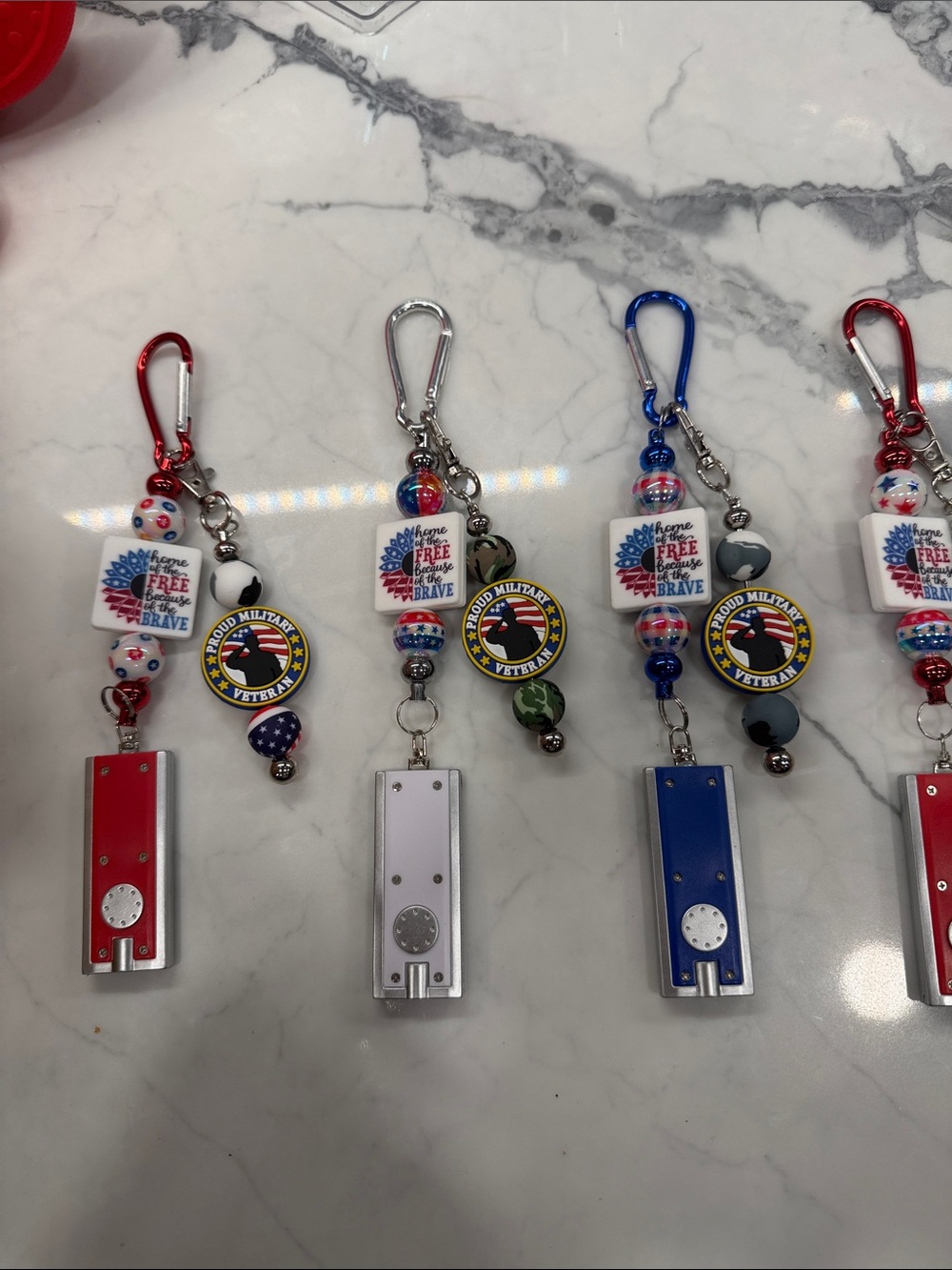 Patriotic LED Keychain Flashlight - Red, White & Blue
